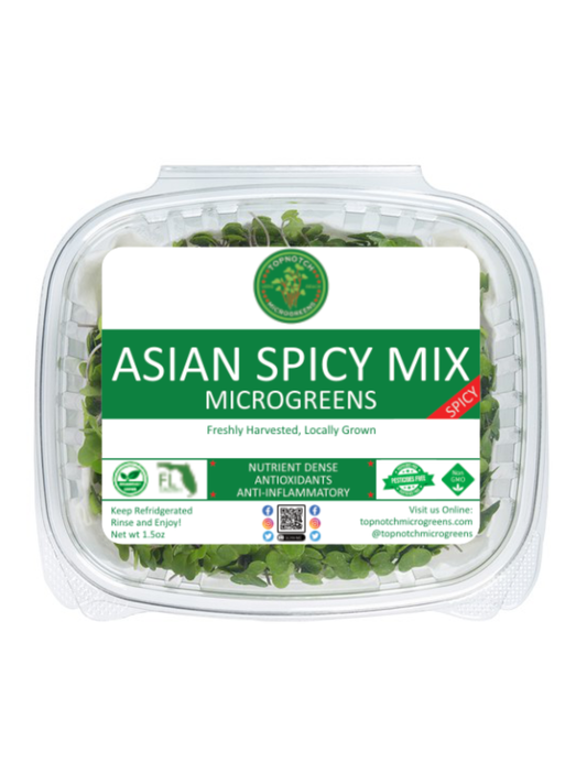 Asian Spicy Mix – Wasabi Mustard & Daikon Radish Microgreens, 60g, in packaging