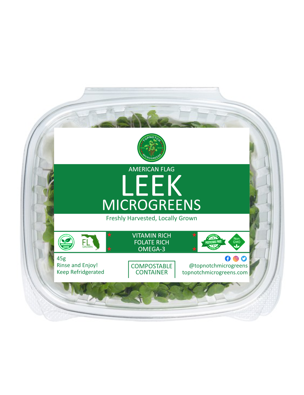 Leek Microgreens, American Flag, Non-GMO, 28g