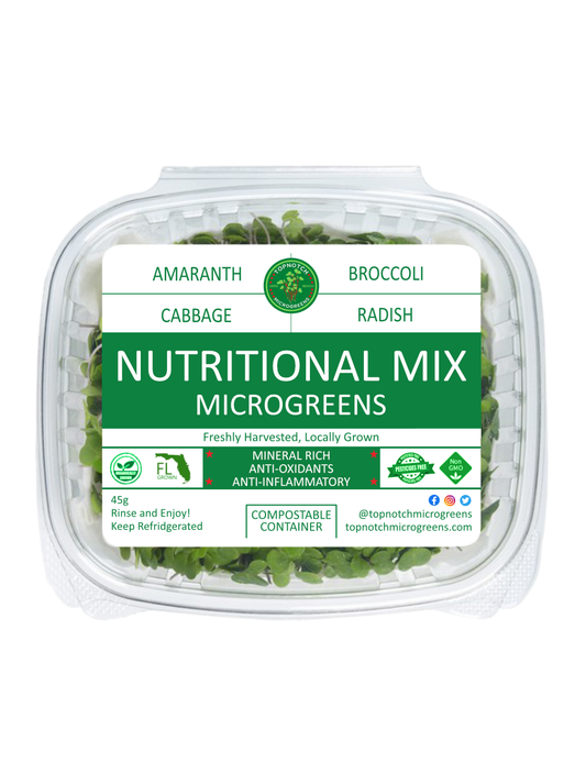 Nutritional Microgreens Mix, Heirloom and Non-GMO, 60g, in packaging