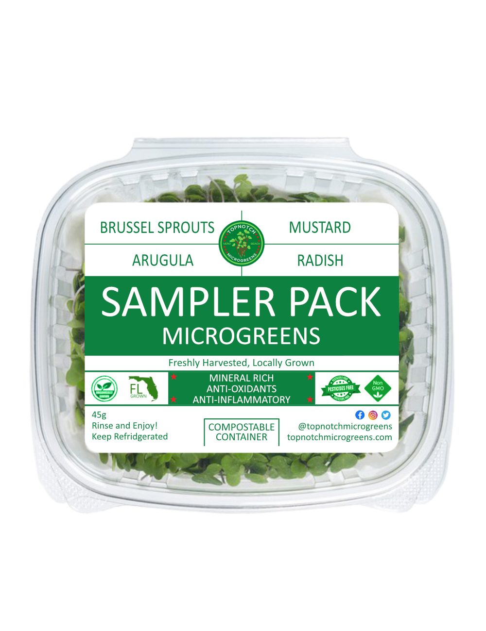 Sampler Pack, Microgreens, Heirloom and Non-GMO, 60g