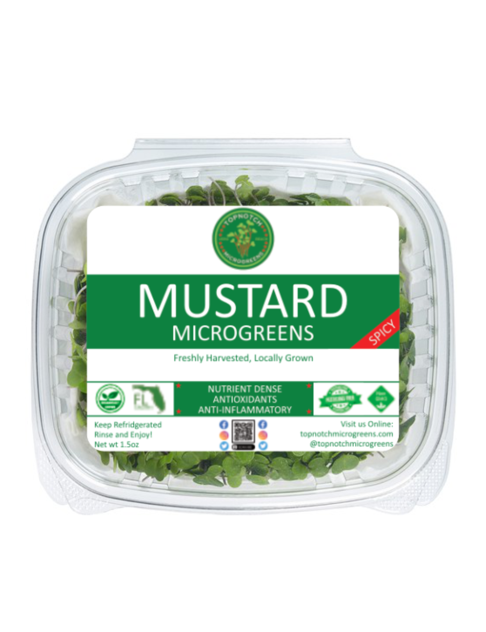 Mustard Microgreens, Wasabi, Heirloom, Non-GMO, 28g, in packaging